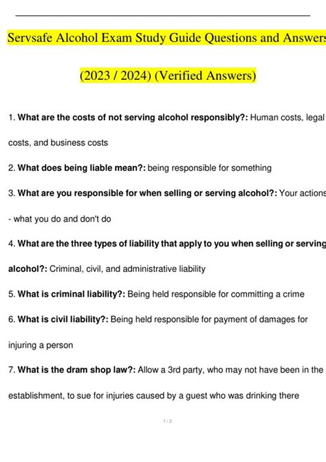 servsafe alcohol study guide