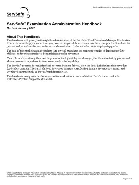 servsafe examination administration handbook