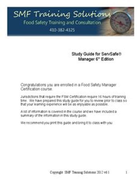 Read Online Servsafe Study Guide 6Th Edition 
