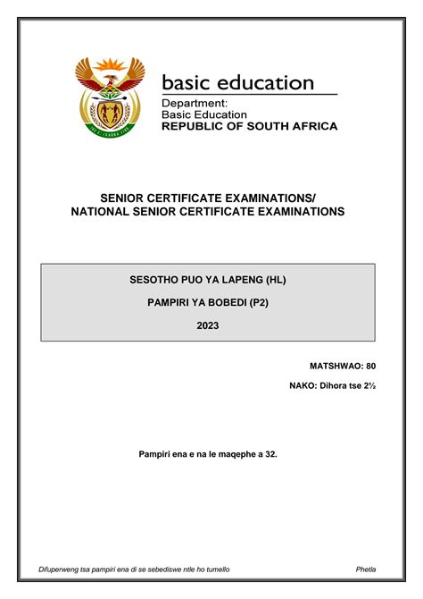Read Sesotho Question Paper 1 Of 2013 
