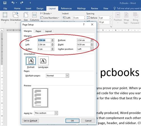 set page margins in word