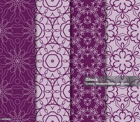 Set Pola Mulus Warna Ungu Kerajaan Ilustrasi Vektor Wallpaper Warna Ungu - Wallpaper Warna Ungu