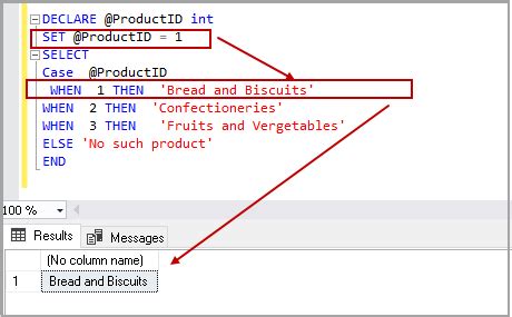 set variable in case statement sql