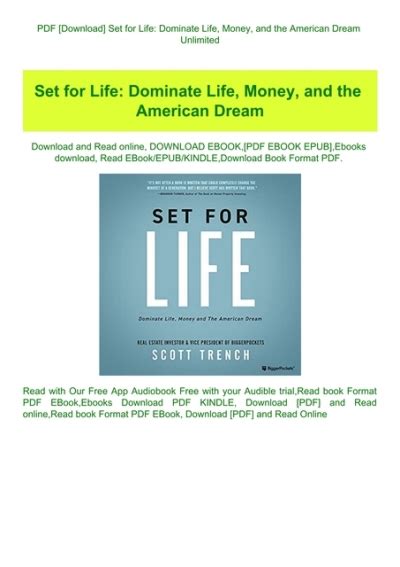 Read Online Set For Life Dominate Life Money And The American Dream 