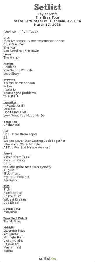 Setlist Taylor Swift