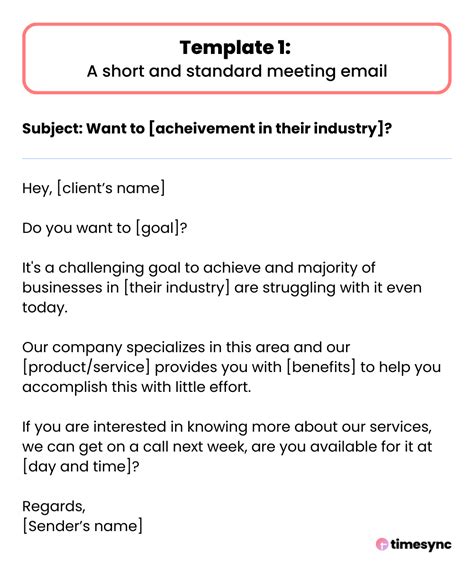 setting a meeting email sample