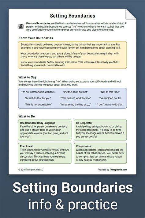 Setting Boundaries Info And Practice Worksheet Therapist Aid Boundary Behavior Worksheet Answers - Boundary Behavior Worksheet Answers