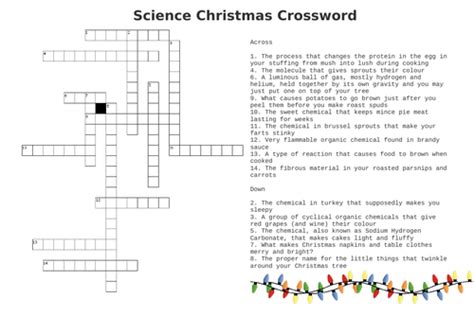 Seventh Grade Christmas Science Crossword Puzzle Twinkl The Science Of Christmas Crossword - The Science Of Christmas Crossword