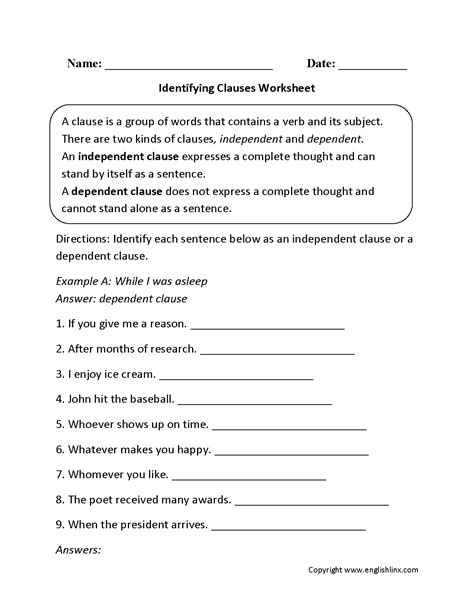 Seventh Grade Clauses Worksheet   Phrases Clauses 7th Grade Worksheets Learny Kids - Seventh Grade Clauses Worksheet