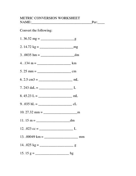 Seventh Grade Grade 7 Metric System And Si Metric Worksheet For Grade 7 - Metric Worksheet For Grade 7