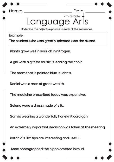 seventh grade language arts word searches