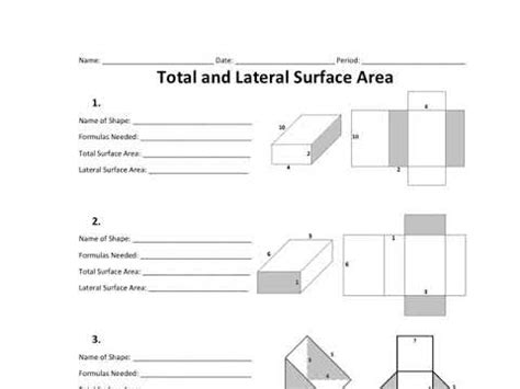 Seventh Grade Lateral Amp Total Surface Area Using 7th Grade Nets Worksheet - 7th Grade Nets Worksheet