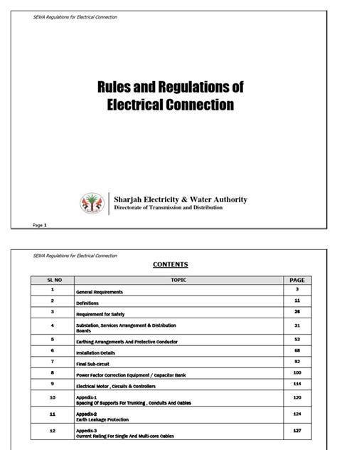 Sewa Electrical Regulations