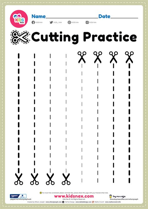 Sewing Themed Cutting Practice Sheets For Kids Preschool Cutting Practice Sheets - Preschool Cutting Practice Sheets