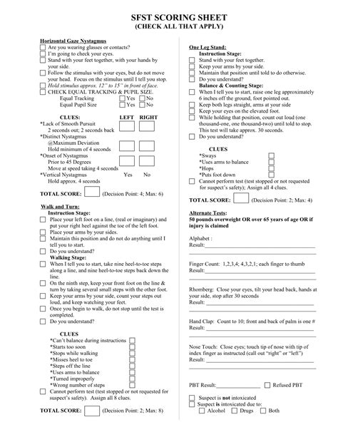 Sfst Cheat Sheet