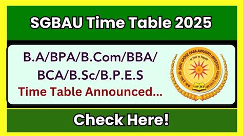 Sgbau Time Table