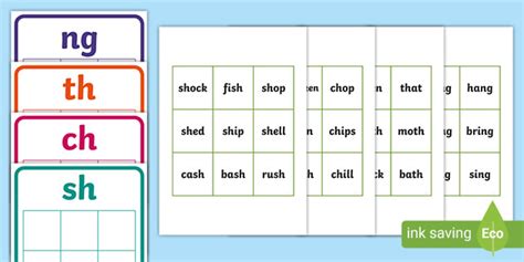 Sh Ch Th And Ng Word Sorting Cards Sh Ch Th Worksheet - Sh Ch Th Worksheet