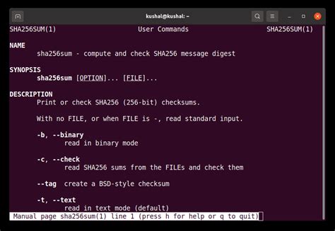 Sha256sum Command