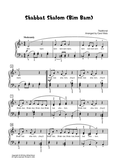 Read Online Shabbat Shalom Sheet Music 