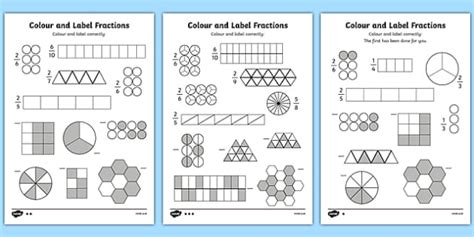 Shading Fractions Worksheet Pack Maths Resource Twinkl Fractions Of Shapes Year 6 - Fractions Of Shapes Year 6