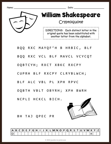 Shakespeare Puzzle Cryptogram