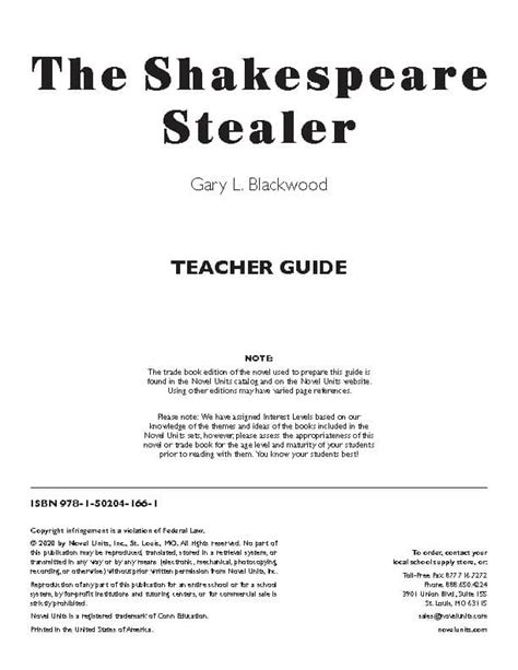 Shakespeare Stealer Study Guide