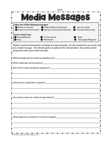 Shannon Mersand Dissecting Media Messages Worksheet I Message Worksheet - I Message Worksheet