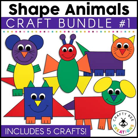 Shape Animals Craft Bundle 1 Shape Activities 2d Shape Animal Cut And Paste Set - Shape Animal Cut And Paste Set