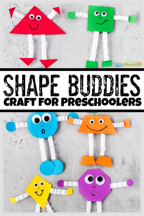 Shape Buddies Craft For Preschoolers 123 Homeschool 4 Shape Art For Kindergarten - Shape Art For Kindergarten