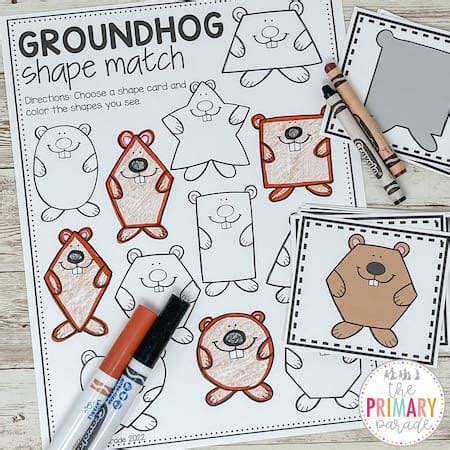 Shape Match A Fun Groundhog Day Activity For Groundhog Day Math Worksheets - Groundhog Day Math Worksheets