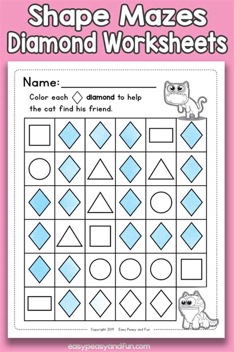 Shape Mazes Diamond Worksheets Easy Peasy And Fun Preschool Diamond Shape Worksheets - Preschool Diamond Shape Worksheets