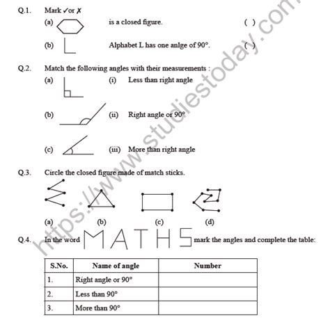 Shapes And Angles Class 5 Worksheet With Answer Types Of Angles Worksheet Answer Key - Types Of Angles Worksheet Answer Key