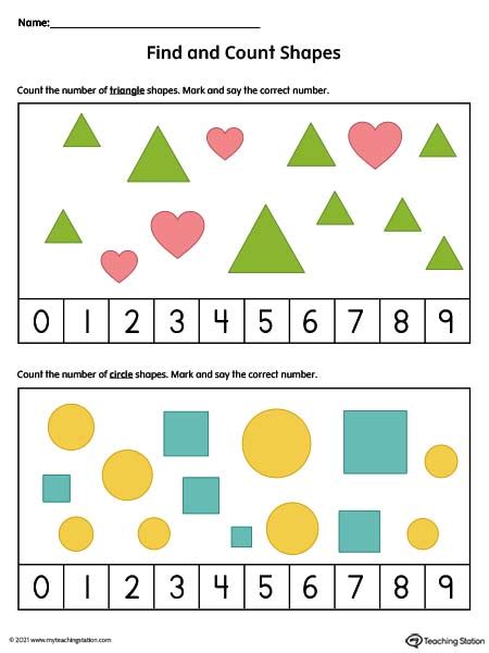 Shapes And Numbers Worksheet Myteachingstation Com Numbers And Shapes For Preschool - Numbers And Shapes For Preschool