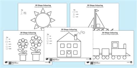 Shapes Colouring Pages Integrated Teaching Resources Twinkl 2d Shape Pictures To Colour - 2d Shape Pictures To Colour