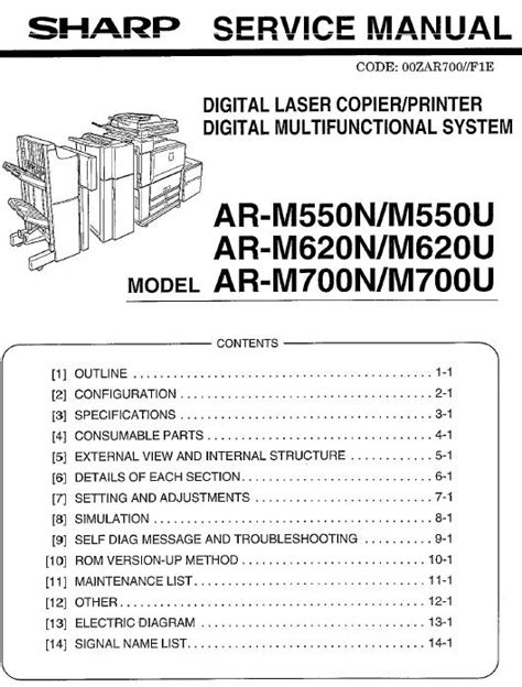 Sharp Ar M700u Service Manual