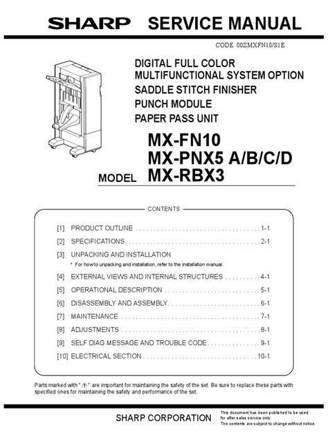 Sharp Mx Fn10 Mx Pnx5 Mx Rbx3 Service Manual