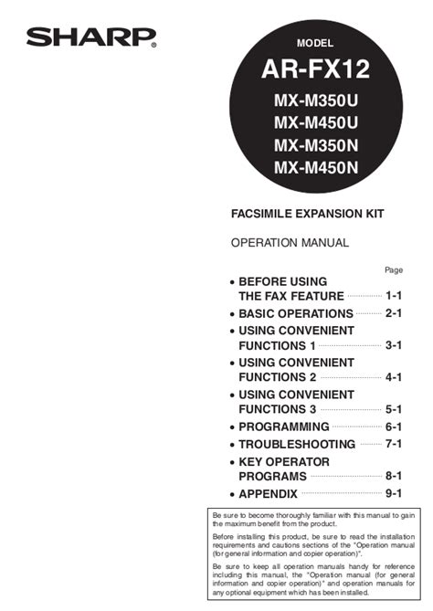 Sharp Mx M350 M450u Mx M350 M450n Service Manual