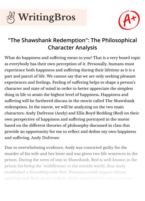 Full Download Shawshank Redemption Character Analysis Paper 