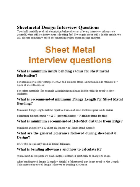Sheet Metal Interview Questions