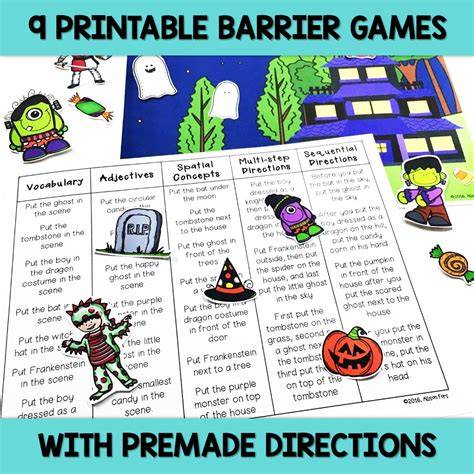 sheets for barrier games esl