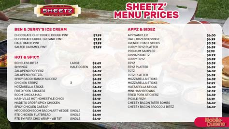 Sheetz Menu Prices
