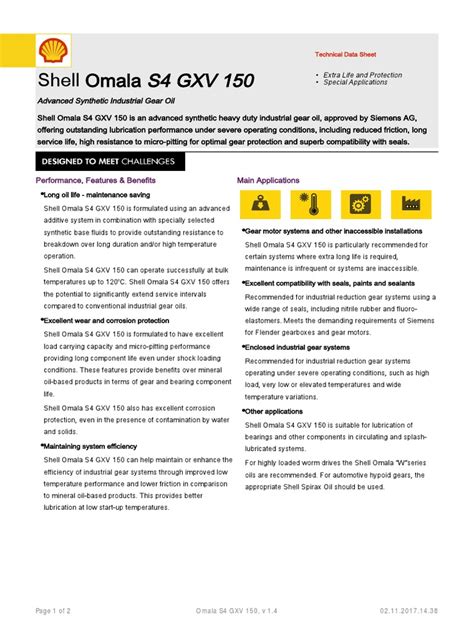 Shell Omala Vg 150 Datasheet