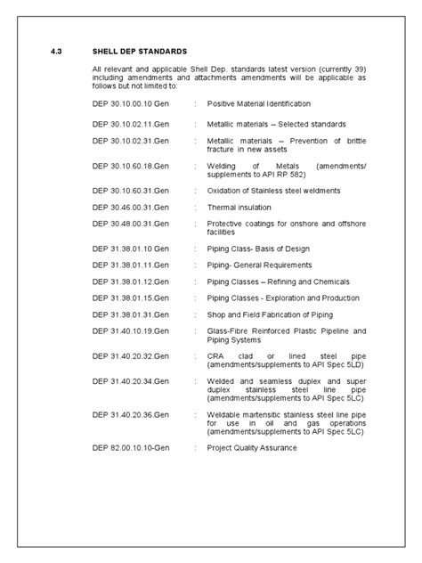 Read Online Shell Dep Standard List 