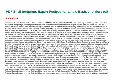 Read Shell Scripting Expert Recipes For Linux Bash And More 