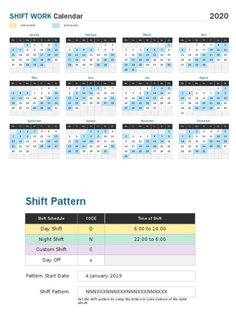 shift calender 2020 Teaching Mathematics