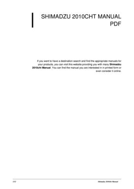 Full Download Shimadzu 2010Cht Manual File Type Pdf 