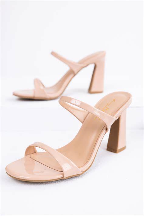 shiny nude heels