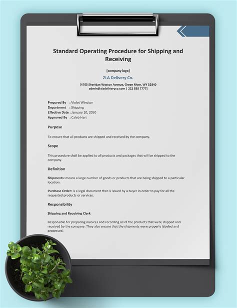 Shipping Procedure Template