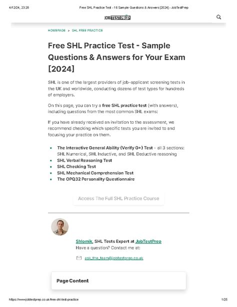 shl practice test answers