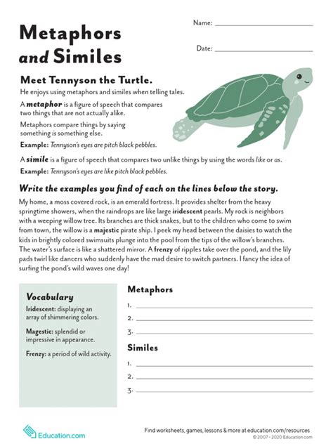 Shoot For Metaphors And Similes Turtle Diary Similies And Metaphors Worksheet - Similies And Metaphors Worksheet